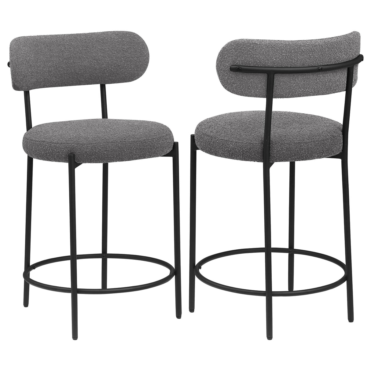 Viola Boucle Upholstered Counter Stool Black (Set of 2) from Coaster - Luna Furniture