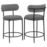 Viola Boucle Upholstered Counter Stool Black (Set of 2) from Coaster - Luna Furniture