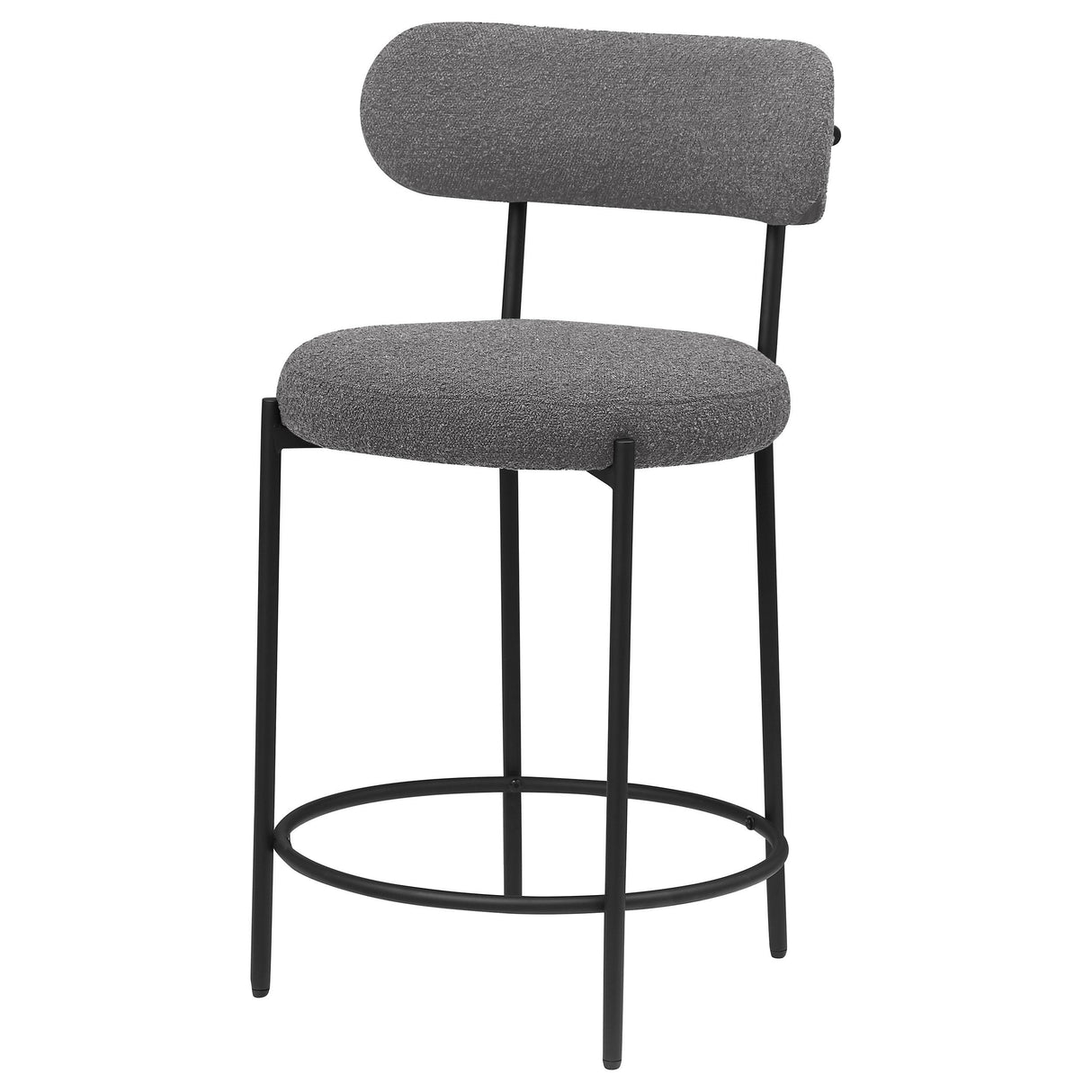 Viola Boucle Upholstered Counter Stool Black (Set of 2) from Coaster - Luna Furniture