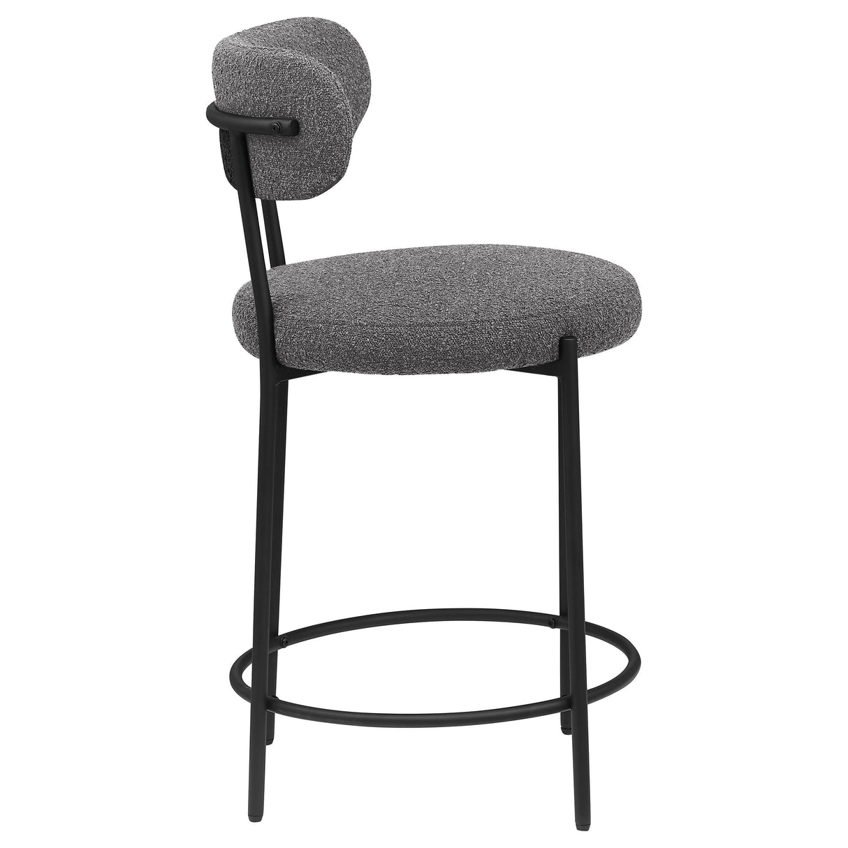 Viola Boucle Upholstered Counter Stool Black (Set of 2) from Coaster - Luna Furniture