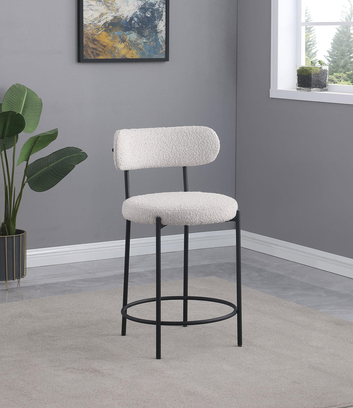 Viola Boucle Upholstered Counter Stool Cream (Set of 2) from Coaster - Luna Furniture