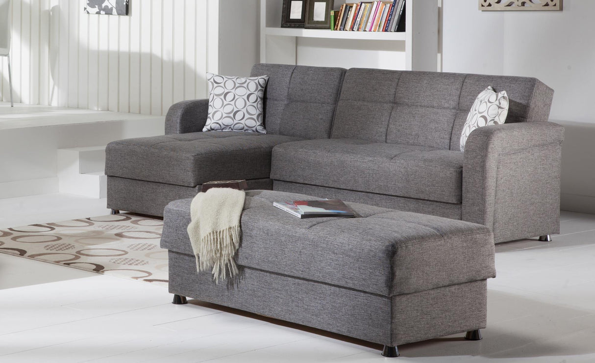 Vision Diego Gray Ottoman from Bellona - Luna Furniture