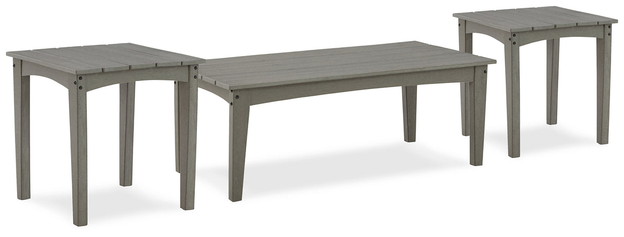 Visola Outdoor Coffee Table with 2 End Tables in Gray - PKG009514