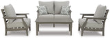 Visola Outdoor Loveseat and 2 Chairs with Coffee Table in Gray - PKG011420