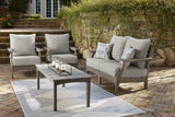 Visola Outdoor Loveseat and 2 Chairs with Coffee Table in Gray - PKG011420