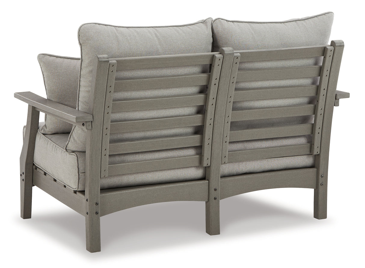 Visola Outdoor Loveseat and 2 Chairs with Coffee Table in Gray - PKG011420