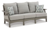 Visola Outdoor Sofa and  2 Lounge Chairs with Coffee Table and 2 End Tables in Gray - PKG014649