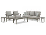 Visola Outdoor Sofa and  2 Lounge Chairs with Coffee Table and 2 End Tables in Gray - PKG014649