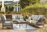 Visola Outdoor Sofa and Loveseat with 2 Lounge Chairs and End Table in Gray - PKG011422