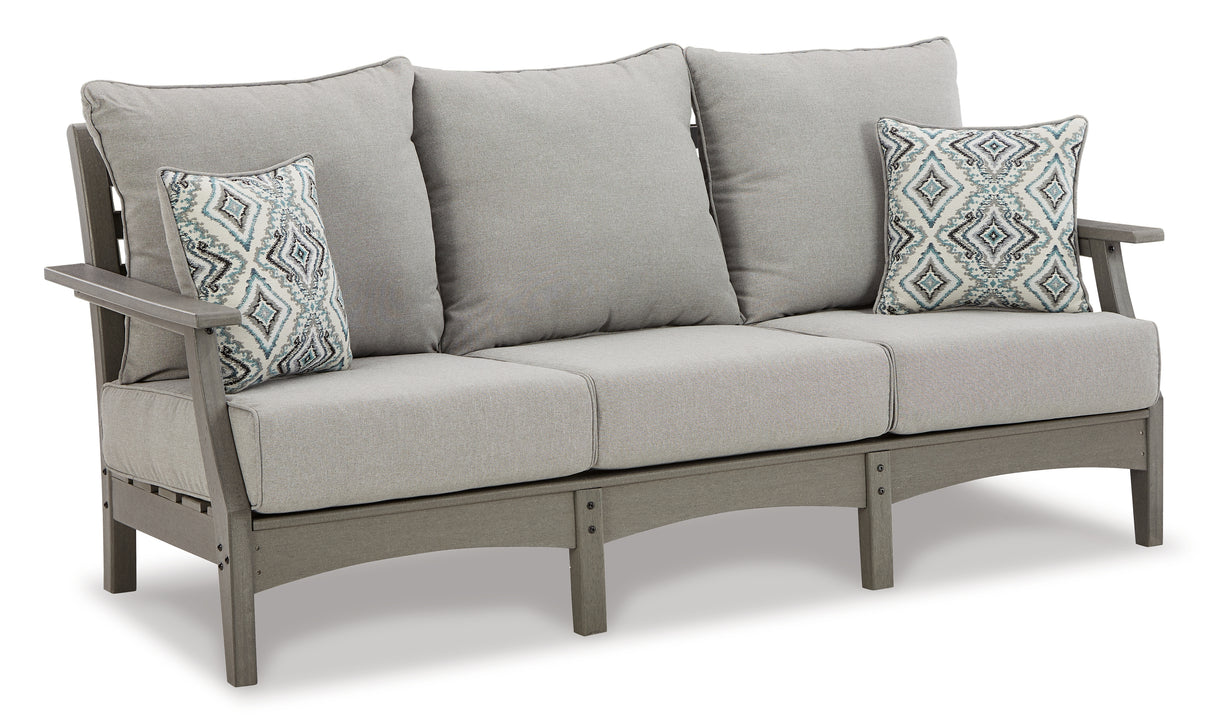 Visola Outdoor Sofa and Loveseat with 2 Lounge Chairs and End Table in Gray - PKG011422