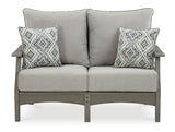 Visola Outdoor Sofa and Loveseat with 2 Lounge Chairs and End Table in Gray - PKG011422