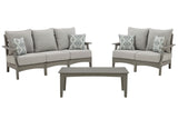 Visola Outdoor Sofa and Loveseat with Coffee Table in Gray - PKG011419