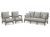 Visola Outdoor Sofa with 2 Lounge Chairs in Gray - PKG014648