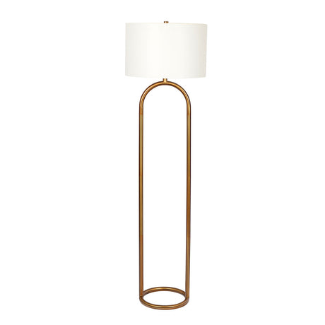 Vivid Brass Ring Base Floor Lamp with Large White Drum Shade - FLL03702101