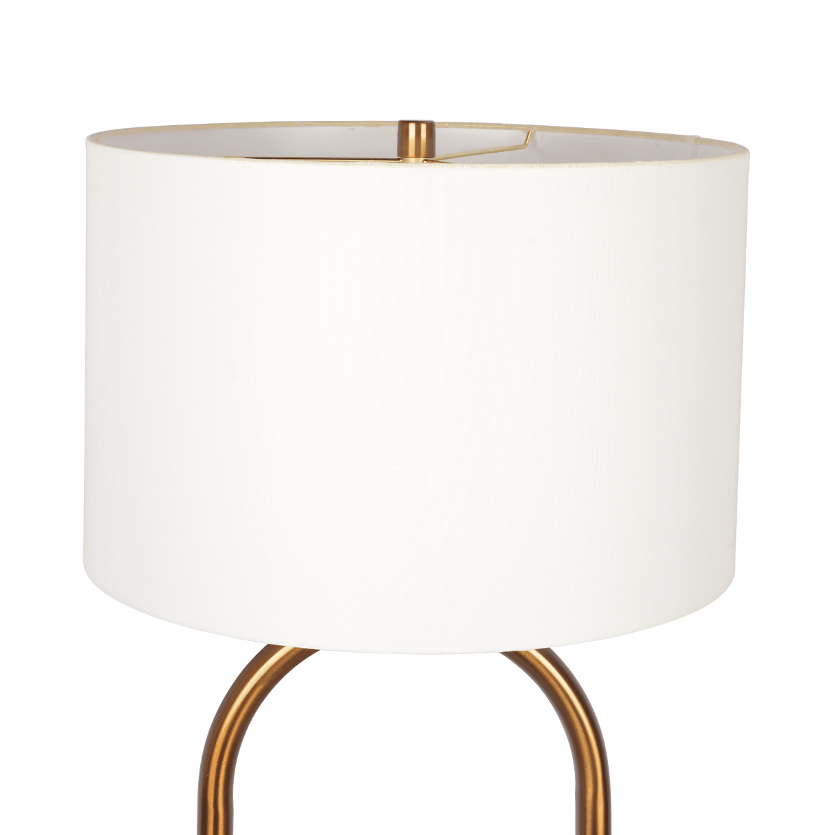 Vivid Brass Ring Base Floor Lamp with Large White Drum Shade - FLL03702101