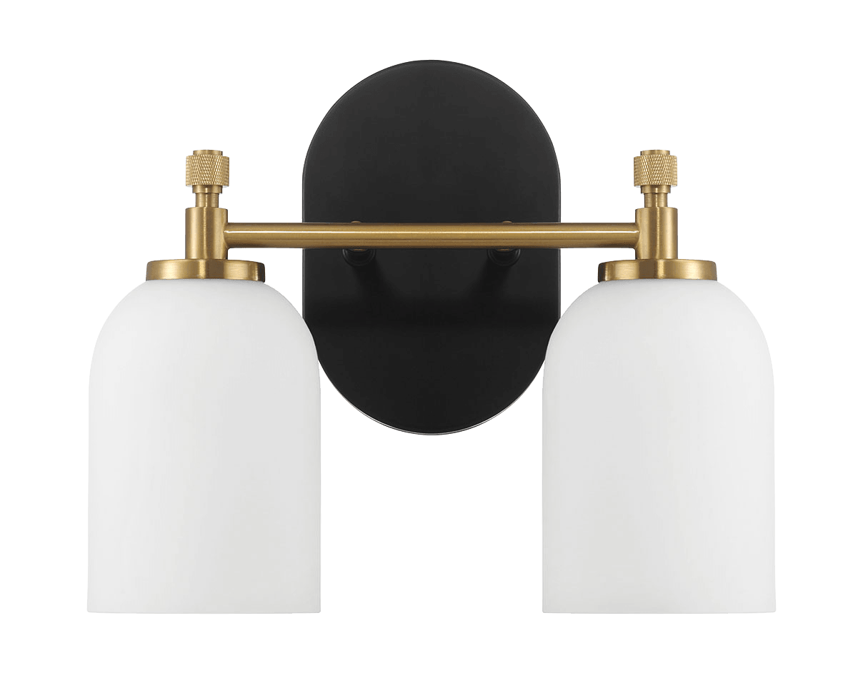 Vortex Two Lights Vanity in Traditional Style for Over Bathroom Mirror Wall Sconce 12.25"W × 10.125"H × 5.5"E With White Frosted Glass - WLL03901301