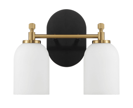 Vortex Two Lights Vanity in Traditional Style for Over Bathroom Mirror Wall Sconce 12.25"W × 10.125"H × 5.5"E With White Frosted Glass - WLL03901301