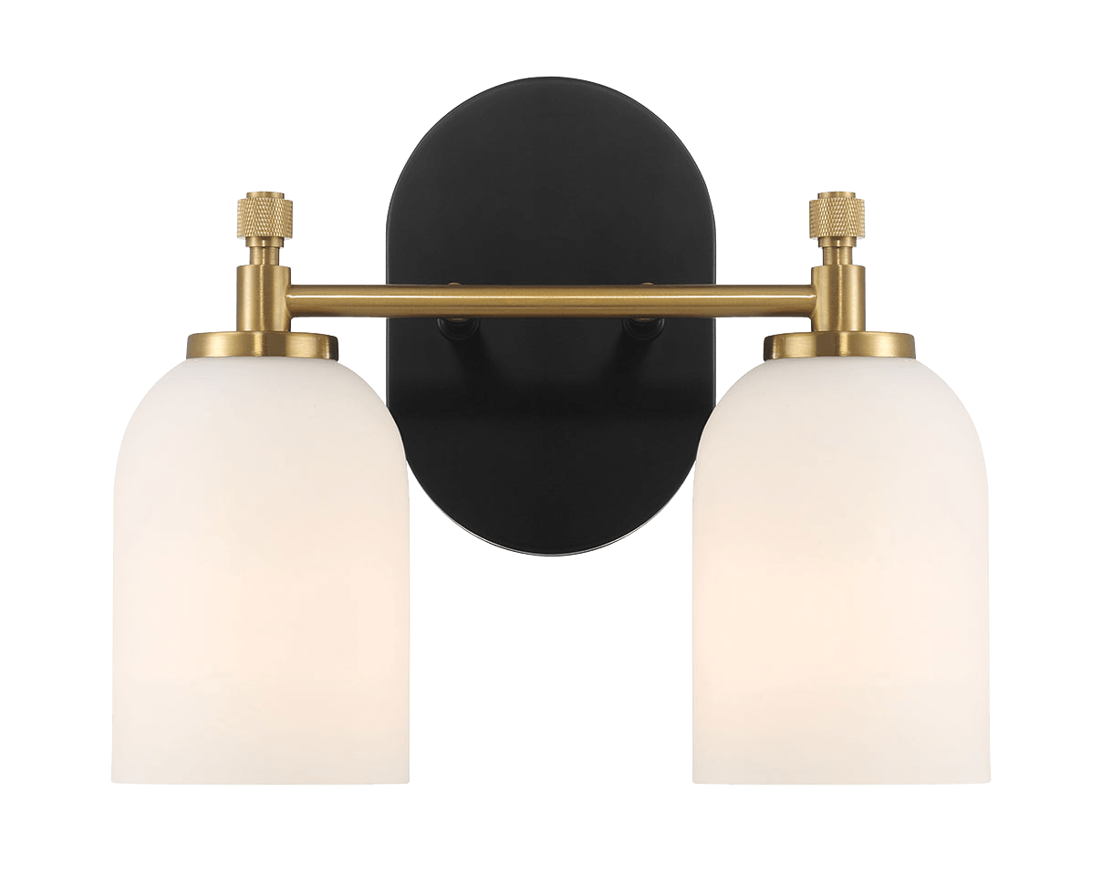 Vortex Two Lights Vanity in Traditional Style for Over Bathroom Mirror Wall Sconce 12.25"W × 10.125"H × 5.5"E With White Frosted Glass - WLL03901301