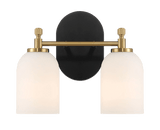 Vortex Two Lights Vanity in Traditional Style for Over Bathroom Mirror Wall Sconce 12.25"W × 10.125"H × 5.5"E With White Frosted Glass - WLL03901301