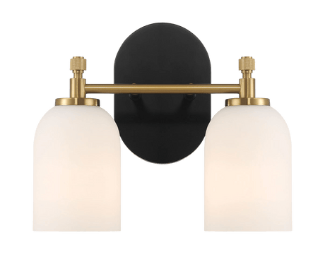 Vortex Two Lights Vanity in Traditional Style for Over Bathroom Mirror Wall Sconce 12.25"W × 10.125"H × 5.5"E With White Frosted Glass - WLL03901301