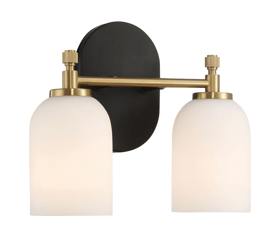 Vortex Two Lights Vanity in Traditional Style for Over Bathroom Mirror Wall Sconce 12.25"W × 10.125"H × 5.5"E With White Frosted Glass - WLL03901301