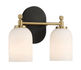 Vortex Two Lights Vanity in Traditional Style for Over Bathroom Mirror Wall Sconce 12.25"W × 10.125"H × 5.5"E With White Frosted Glass - WLL03901301