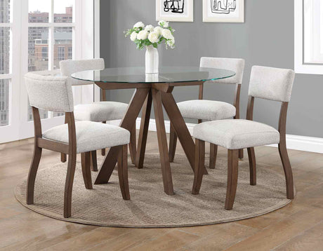 Wade 48-inch Glass Top 5-Piece Dining Set(Table & 4 Side Chairs) from Steve Silver - Luna Furniture