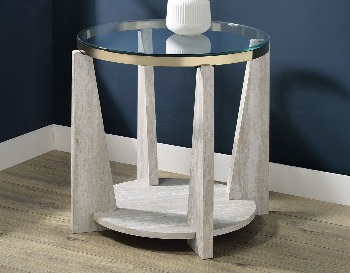 Wanda 24″ Round Glass Top End Table from Steve Silver - Luna Furniture