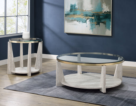 Wanda 24″ Round Glass Top End Table from Steve Silver - Luna Furniture