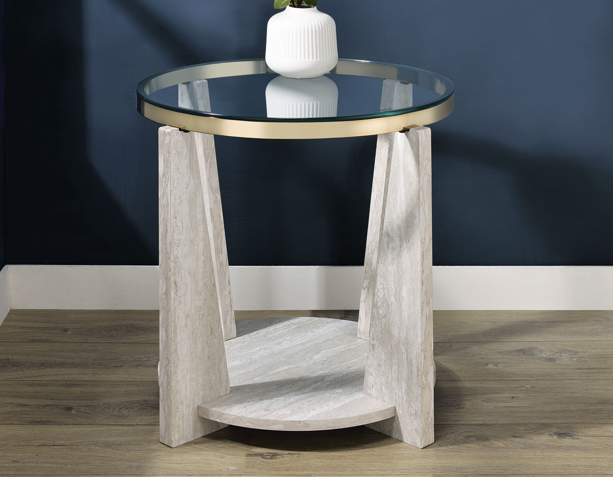 Wanda 24″ Round Glass Top End Table from Steve Silver - Luna Furniture