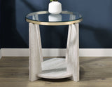 Wanda 24″ Round Glass Top End Table from Steve Silver - Luna Furniture