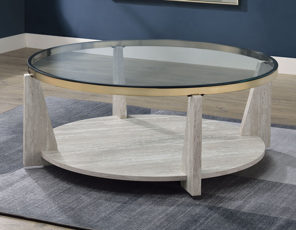 Wanda 3-Piece Glass Top Table Set with Castered Coffee Table from Steve Silver - Luna Furniture