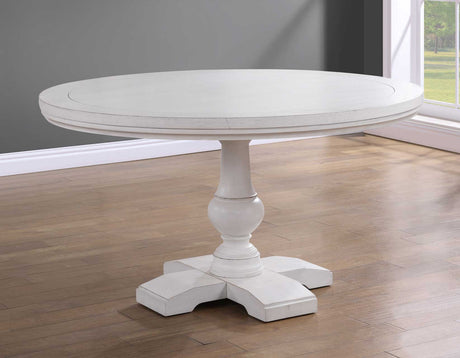 Warren 54″ Round Pedestal Dining Table, White - SET | WAR5454WT | WAR5454WTB