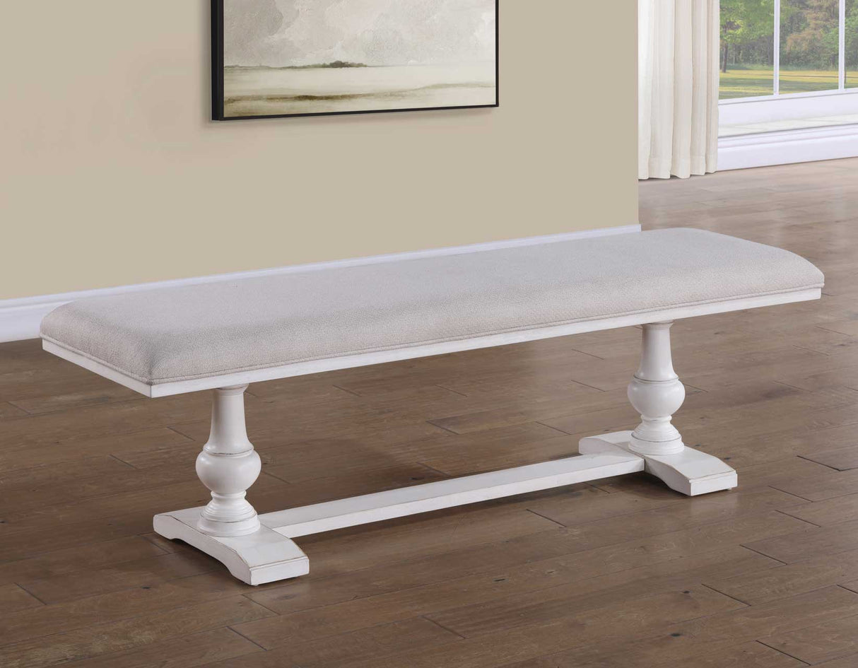 Warren 60″ Upholstered Bench, White from Steve Silver - Luna Furniture