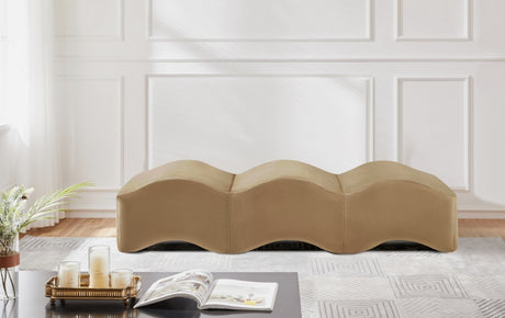 Wave Velvet Upholstered Bench in Beige from Meridian - Luna Furniture