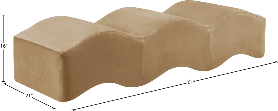 Wave Velvet Upholstered Bench in Beige from Meridian - Luna Furniture