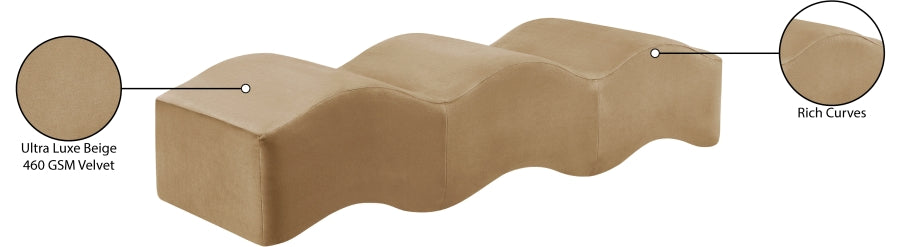 Wave Velvet Upholstered Bench in Beige from Meridian - Luna Furniture