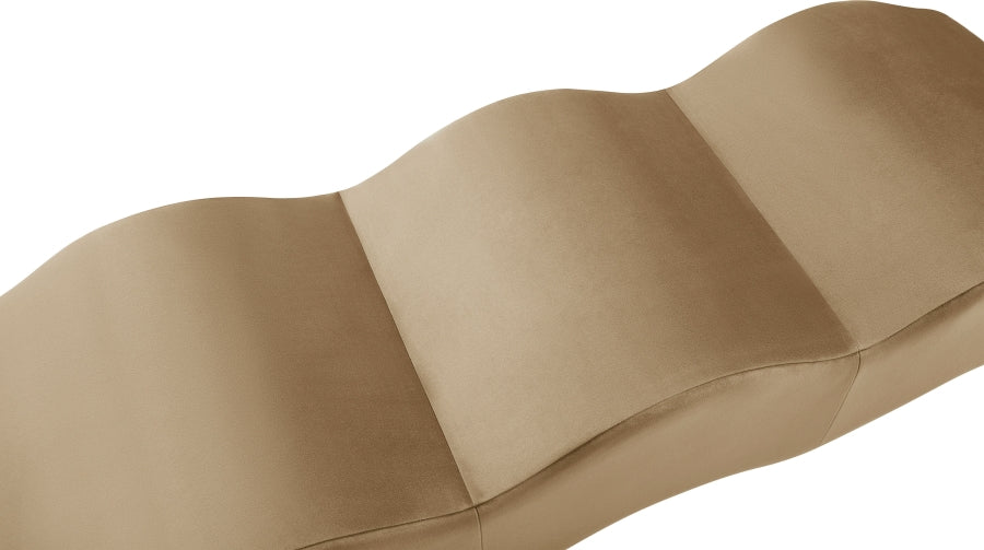 Wave Velvet Upholstered Bench in Beige from Meridian - Luna Furniture