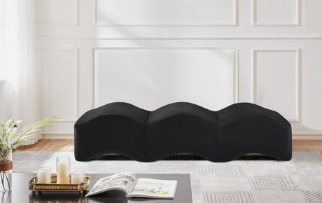 Wave Velvet Upholstered Bench in Black from Meridian - Luna Furniture