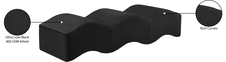 Wave Velvet Upholstered Bench in Black from Meridian - Luna Furniture