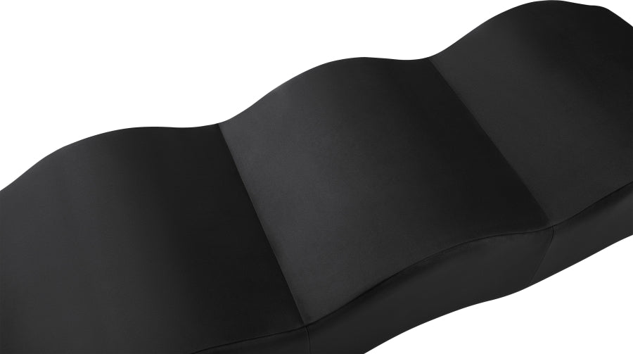 Wave Velvet Upholstered Bench in Black from Meridian - Luna Furniture