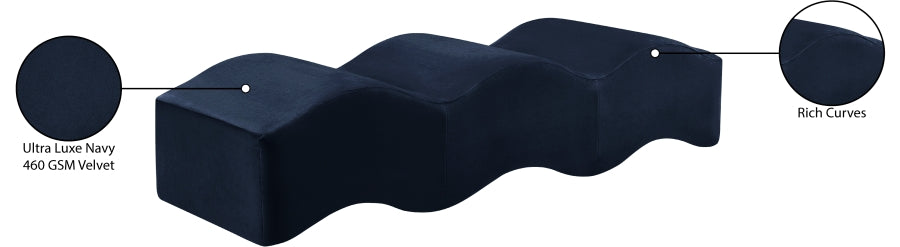 Wave Velvet Upholstered Bench in Blue from Meridian - Luna Furniture