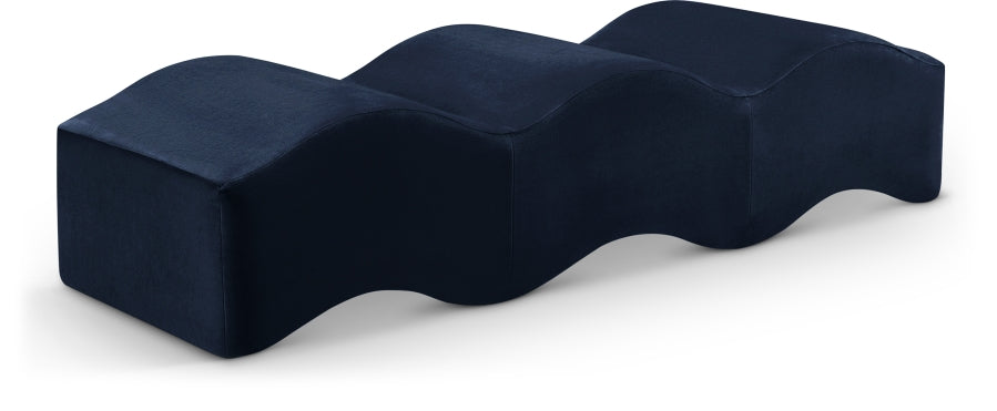 Wave Velvet Upholstered Bench in Blue from Meridian - Luna Furniture