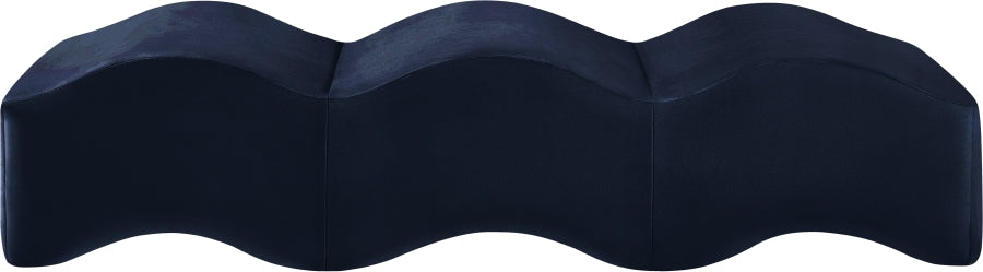 Wave Velvet Upholstered Bench in Blue from Meridian - Luna Furniture