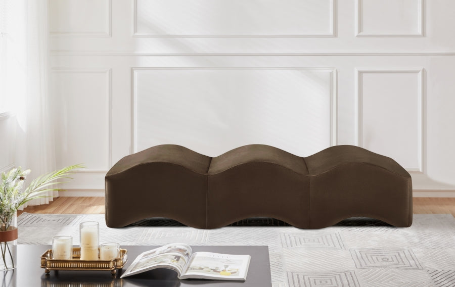 Wave Velvet Upholstered Bench in Brown from Meridian - Luna Furniture