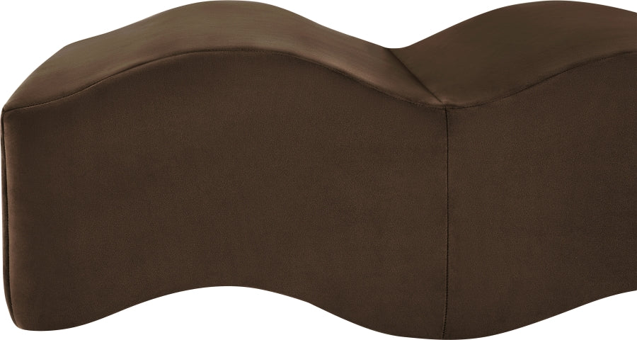 Wave Velvet Upholstered Bench in Brown from Meridian - Luna Furniture