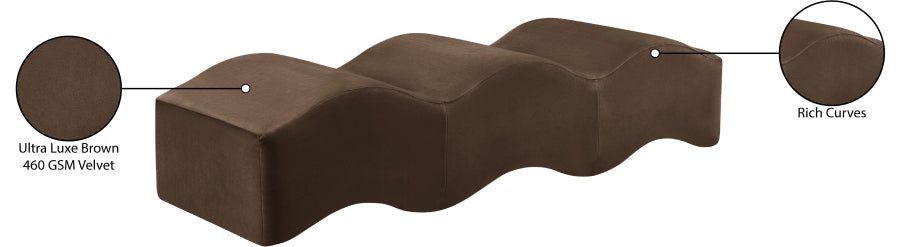 Wave Velvet Upholstered Bench in Brown from Meridian - Luna Furniture