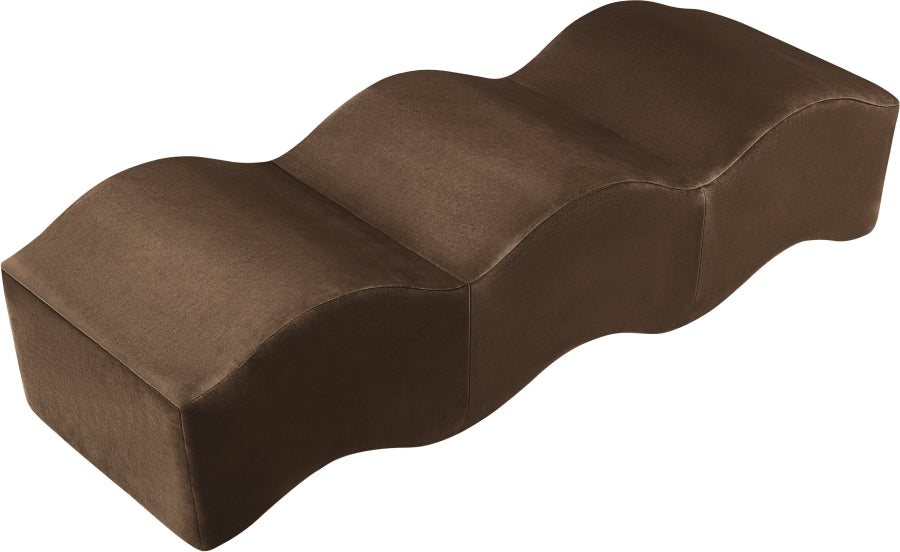 Wave Velvet Upholstered Bench in Brown from Meridian - Luna Furniture