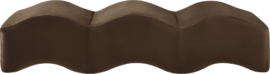 Wave Velvet Upholstered Bench in Brown from Meridian - Luna Furniture