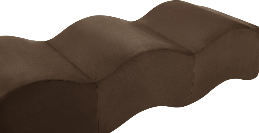 Wave Velvet Upholstered Bench in Brown from Meridian - Luna Furniture